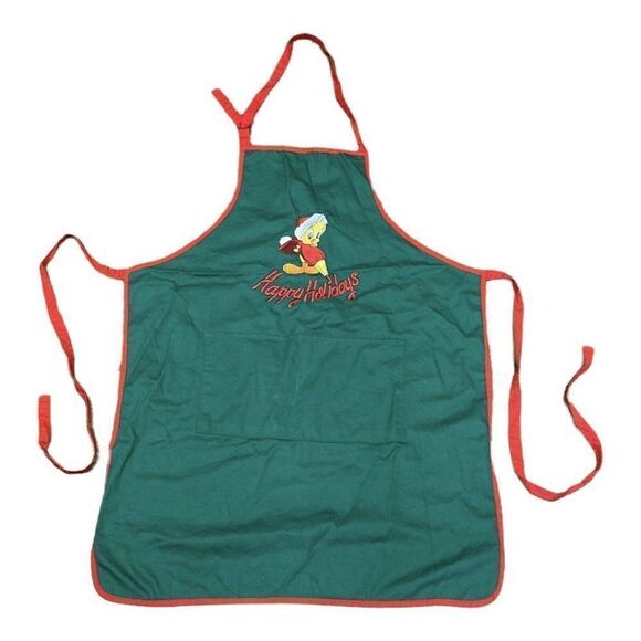 Tweety Bird Apron “Happy Holidays”Red and Green Baking Apron Warner Brothers 99 - Picture 1 of 5